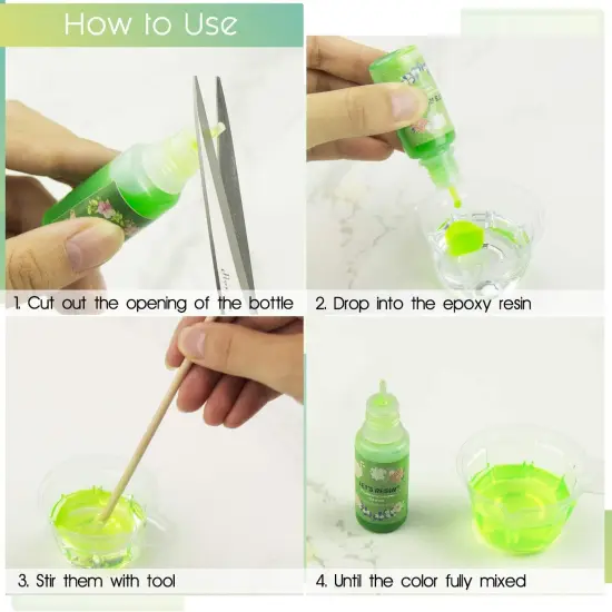 LET'S RESIN Epoxy Resin Dye,15 Color Translucent Epoxy Resin Pigment,Odorless Concentrated Epoxy Resin Paint Each 0.35oz,Liquid Resin Colorant for Resin Coloring,Epoxy Resin,Resin Molds {4}
