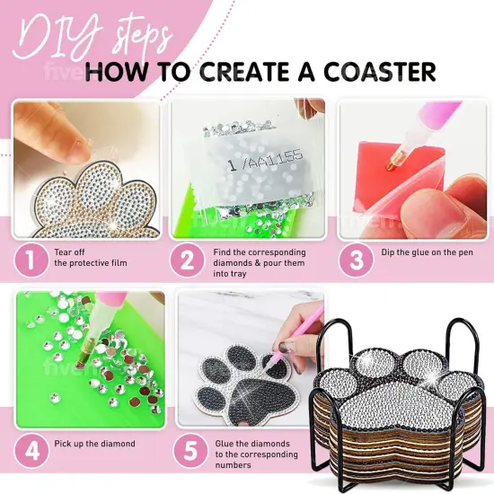 10 pcs Diamond Painting Coasters | Diamond Art Coasters | Dog Paw Diamond Art Painting {5}