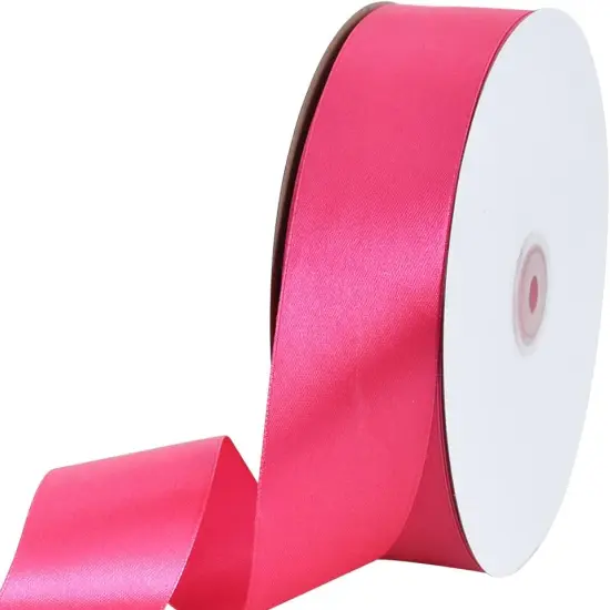 1-1/2 Inch (40mm) x 100 Yard Shocking Pink Wide Satin Ribbon Solid Fabric Ribbon for Gift Wrapping Chair Sash Valentine's Day Wedding Birthday Party Decoration Hair Floral Craft Sewing {4}