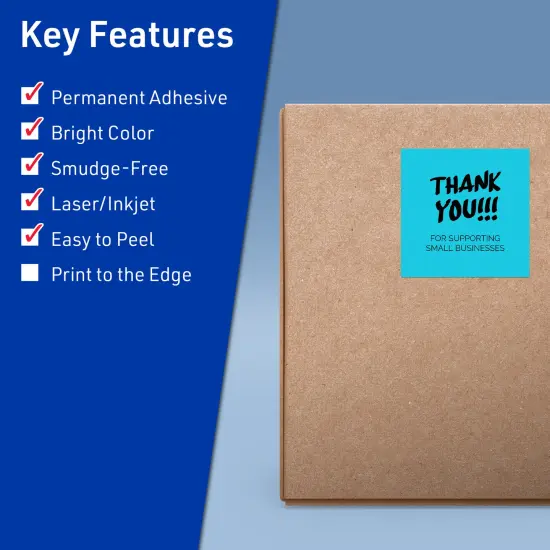 Avery Bright Blue Paper Labels, 4" x 4" Square {2}