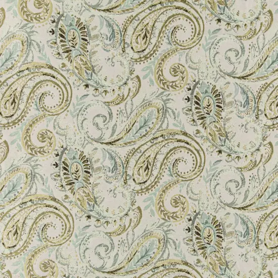Lagoon - Green Paisley Upholstery Fabric 54 Inches" {1}