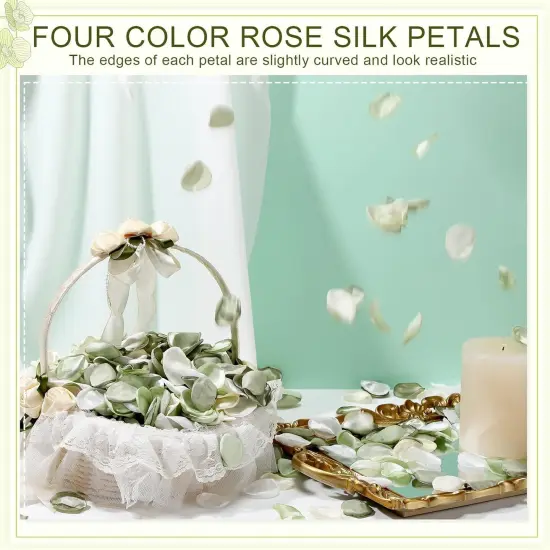 600 Pcs Silk Rose Petals Artificial Flower Petals for Wedding Flower Girl Basket Aisle Scatter Dinner Table Centerpieces Party Bridal Shower Romantic Night Decoration {4}