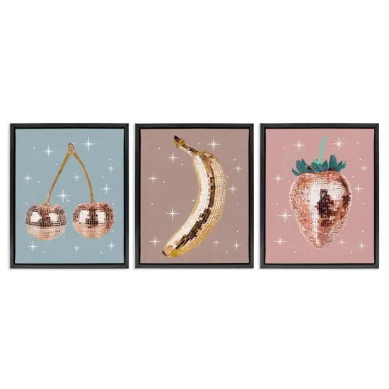 Stupell Industries Glam Disco Fruits 3pc Floating Frame Set Design by Lil' Rue {1}
