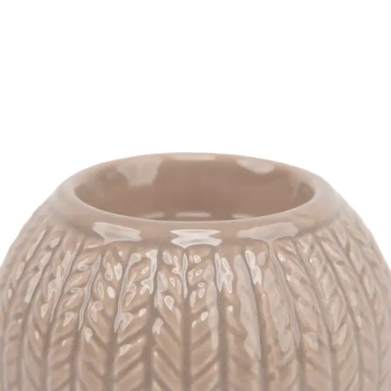 Northlight Cable Knit Ceramic Christmas Candle Holder - 3.25" - Beige {5}