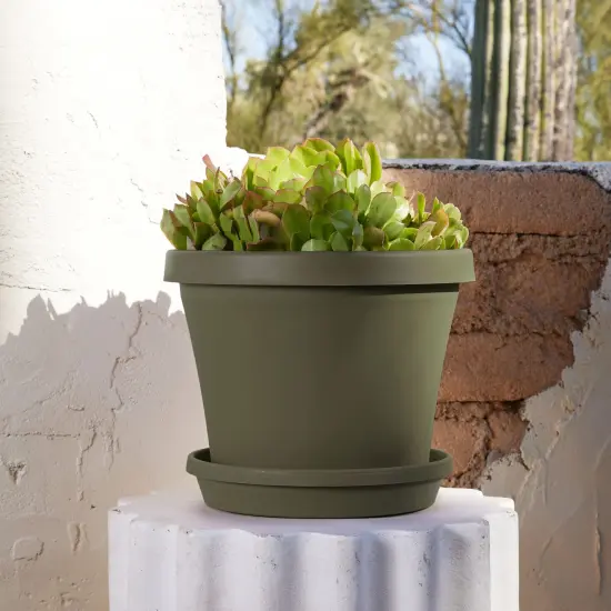 Bloem Terra Pot Planter: 14" - Living Green - Durable Resin Pot, for Indoor and Outdoor Use, Gardening, 5 Gallon Capacity, Saucer Sold Separately {3}