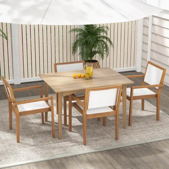 Costway Stackable Dining Chair Set of 2/4 with Wear-resistant Fabric & Breathable Backrest {4}