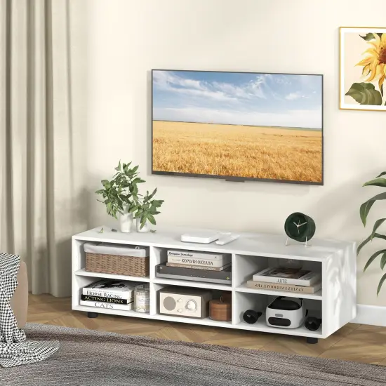Costway TV Stand TV Console Cabinet 6-Cubby Media Console Entertainment Center with Adjustable Shelves {5}