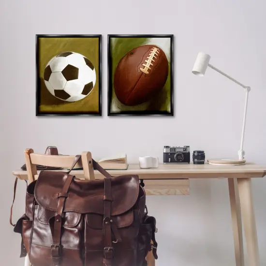 Stupell Industries Soccer & Football Traditional 2pc Floater Framed Canvas Wall Art Set Design by Regina Moore {2}