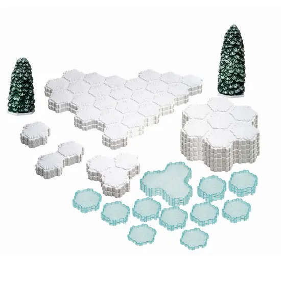 Renegade Games: Heroscape: The Snow Fields of Valhalla Terrain Expansion - 36 Hex-Tiles, 2 Tree Miniatures, Build Snow-Ice- Forrest Environments {4}