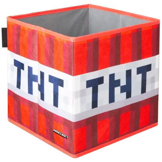 Minecraft: Fabric Storage Boxes: 2pc - TNT & Grass Block - 10" Collapsible Square Cubes, Toys-Games-Clothes Organization, Game Theme Decor, Licensed {6}