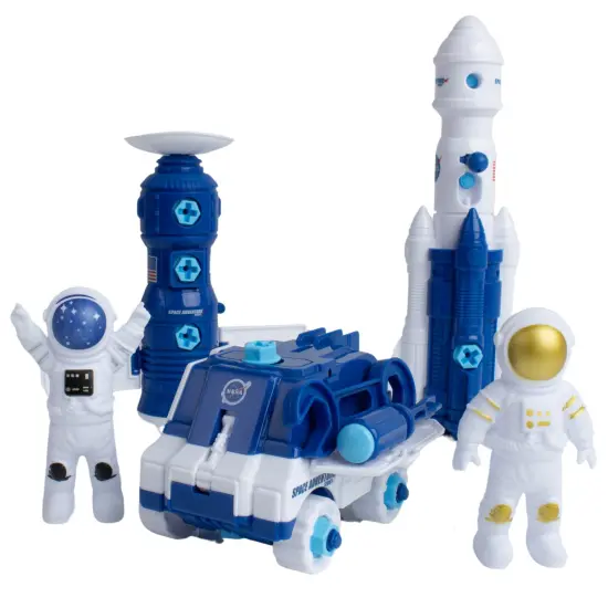 Space Adventure: Build Your Own Space Station Playset - 7pcs, Rocket, Rover, Spacecraft, 2 Astronaut Figures & Construction Tools, NASA Toy, Kids 3+ {3}
