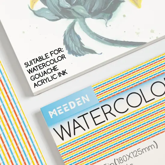 MEEDEN Watercolor Paper Block, 100% Cotton Watercolor Paper Pad of 20 Sheets, 140lb/300gms, Acid-Free Art Paper for Watercolor, Gouache, Ink and More, 9" x 12" Cold Press {3}