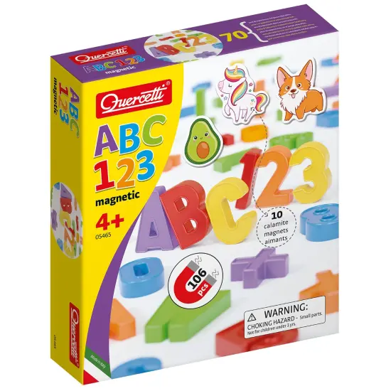 Quercetti: Play Montessori: ABC & 123 - Magnetic - 106pc Letters & Numbers Educational Toy, Math & Spelling Learning Tool, Fridge Magnets, Kids 4+ {1}