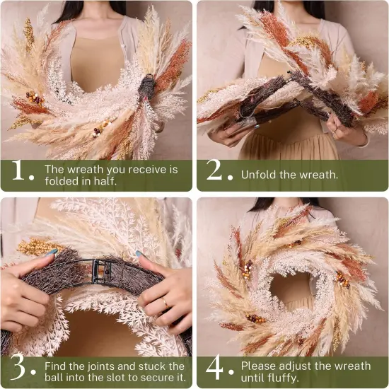 Artificial Faux Pampass Grass Fall Wreaths {3}