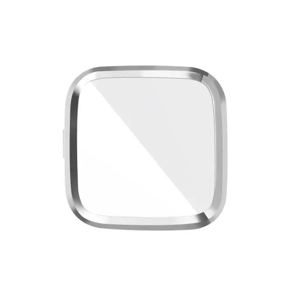 Screen Protector compatible with Fitbit Versa 2 Smartwatch, with Soft TPU Rubber Protective Case All Around Shockproof Bumper Full Cover, Clear/Silver by Insten {3}