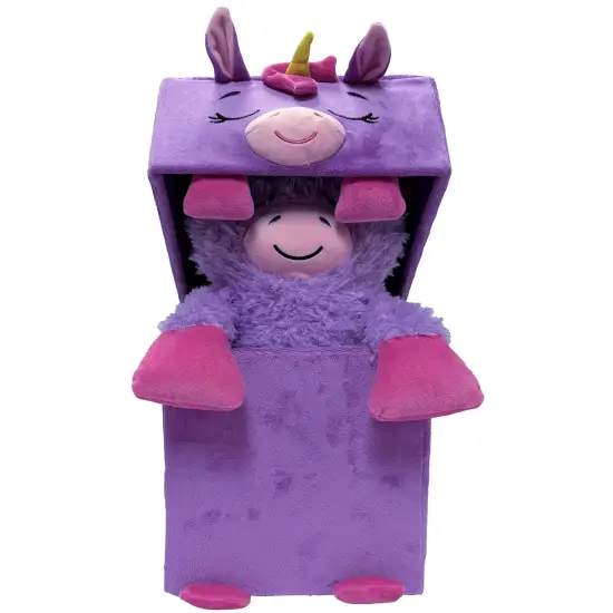 Happy Nappers: Adorable Storables - Unicorn - Purple & Pink - 8&rdquo; Character Box & Surprise 8&rdquo; Plush Toy w/ Weighted Paws, Square Storage Bin, Kids 1+ {5}