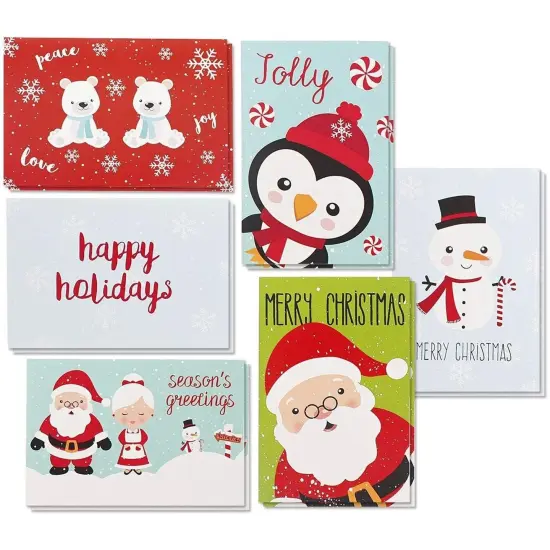 48 Pack Christmas Greeting Cards with Envelopes, 6 Holiday Designs (4x6 Inches) {1}