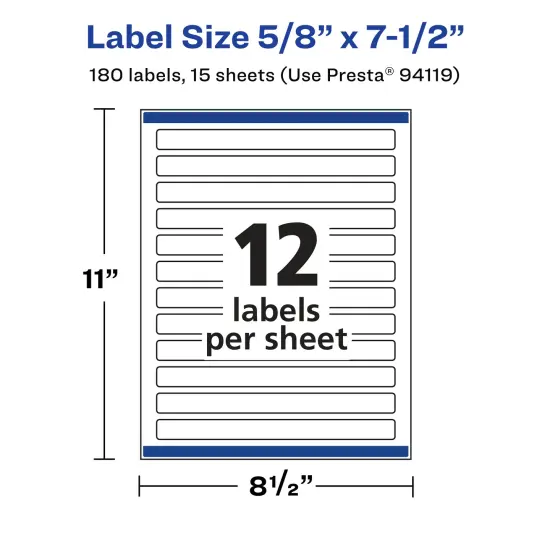 Avery Matte White Removable Rectangle Labels with Sure Feed Technology, Print-to-the-Edge, 5/8" x 7-1/2" {5}