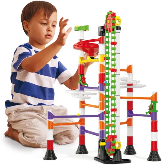 Quercetti: Migoga Run - Elevator - 150pc Marble Ball Run, Track Building Toy, Hand Crank-Funnels-Spirals, Colorful STEM Construction Playset, Kids 5+ {5}