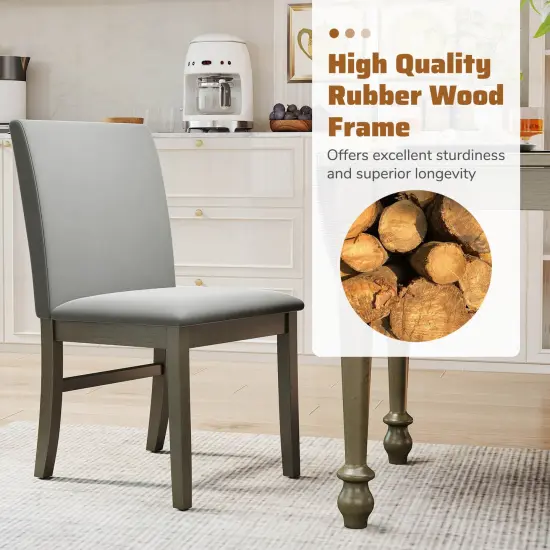 Costway Upholstered Dining Chairs Set of 2/4 with Rubber Wood Legs Padded Seat & High Back {6}
