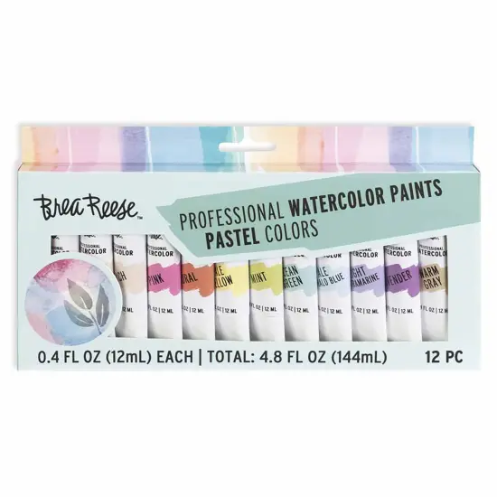 Brea Reese: Professional Watercolor Paint Set - Pastels - 12 Tubes - Soft Muted Hues, Matte Finish, Acid-Free & Non-Toxic, Adult Art Supplies {1}