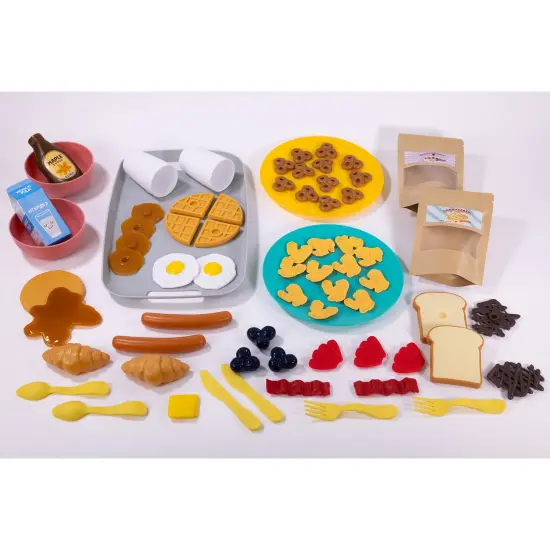 NurtureNature: Imaginative Minds - Breakfast Delights Set - 69pc Morning Meal Toy Food-Pancakes-Cereal-Eggs, Kitchen Pretend Play Accessories, Kids 3+ {5}