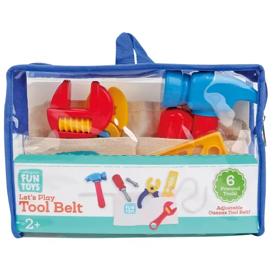 Nothing But Fun Toys: Let's Play - Tool Belt - 8pc Pretend Play Toy Set, Adjustable Canvas Belt & Tools, Hammer-Wrench-Pliers & More, Kids-Toddlers 2+ {7}