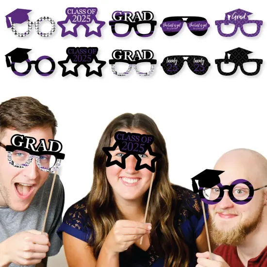 Big Dot of Happiness 2025 Purple Graduation Glasses - Paper Card Stock Party Photo Booth Props Kit - 10 Count {3}