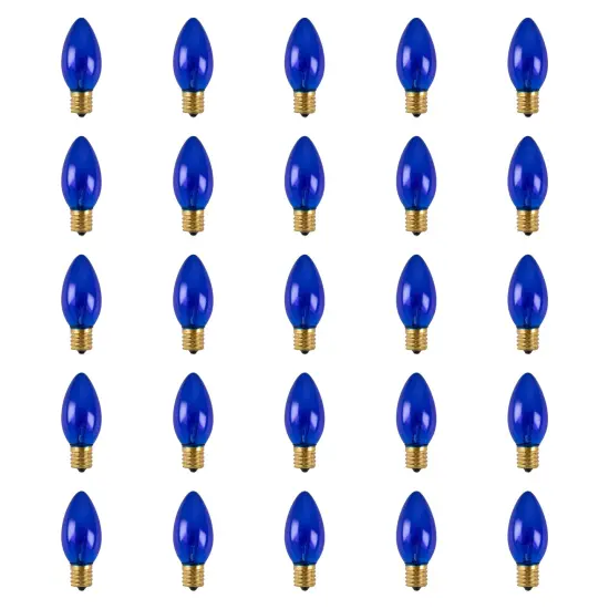 Northlight C9 Transparent Incandescent Christmas Replacement Bulbs - Blue - Pack of 25 {1}