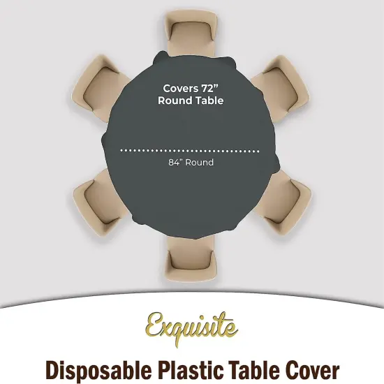 Exquisite Disposable Round Plastic Tablecloths &ndash; 12 Pack 84" Disposable Table Cloths &ndash; Indoor/Outdoor Party Tablecloth &ndash; Round Plastic Table Cover for Events & Party Supplies Silver {3}