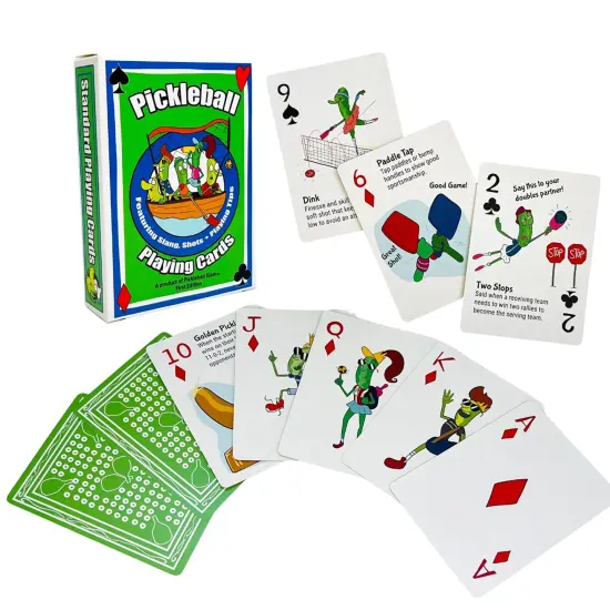 Pickleball Slam: Playing Cards - Classic Deck Featuring Slang, Shots & Playing Tips, 52 Standard Cards For Various Games, Fun Cartoon Illustrations {3}