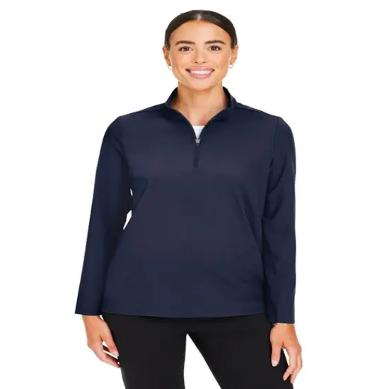 Devon & Jones&reg; Crown Lux Performance Ladies Windsor Welded Quarter-Zip NAVY {3}