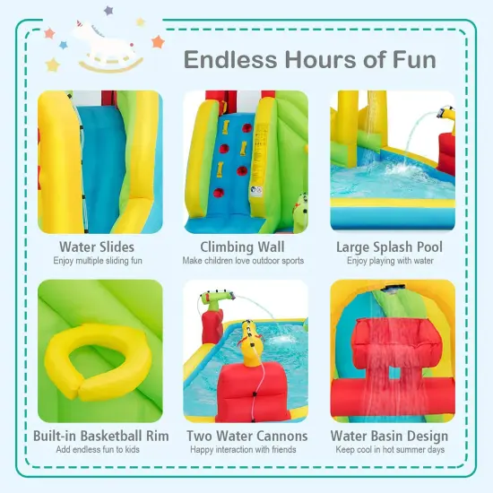 Costway Inflatable Water Slide Kids Splash Pool Bounce House with 480w Blower {3}