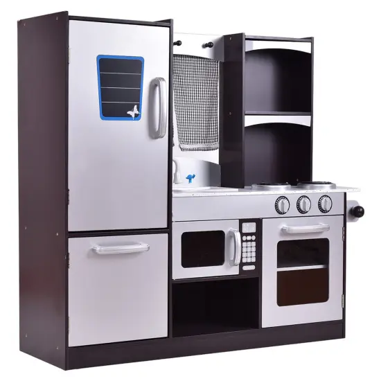 Costway Kids Cooking Pretend Play Toy Children Playset Wooden Kitchen Set Gift {1}