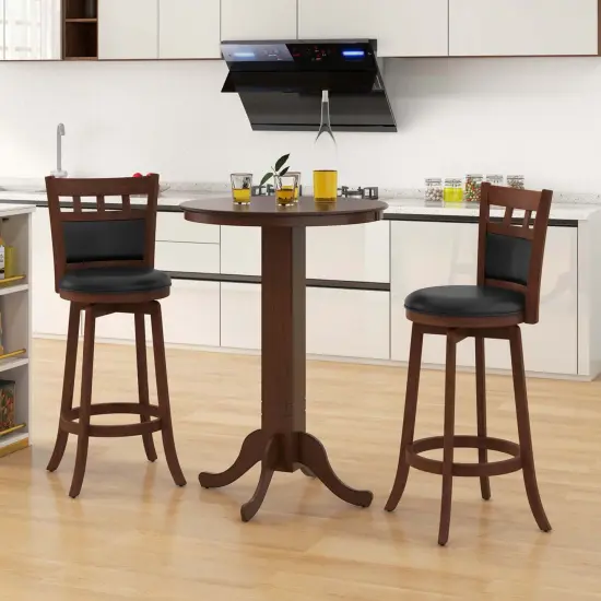 Costway 30 Inch Wood Pub Round Dining Table with Pedestal Base Kitchen Diner Table {6}