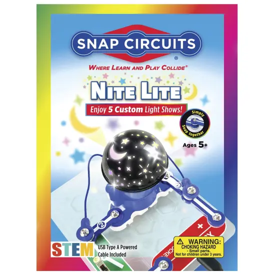 Snap Circuits: Nite Lite - Build Own Night Light Kit, 5 Light Projection Shows, Electronics Exploration, STEM Educational Toy, SCNITELITE, Kids Age 5+ {1}