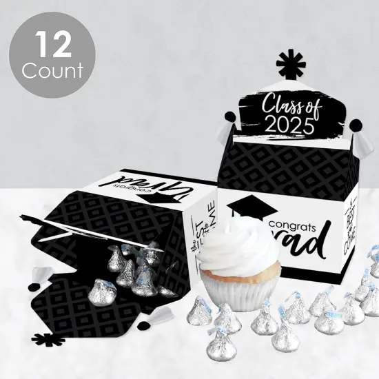 Big Dot of Happiness Black and White Grad - Best is Yet to Come - Treat Box Party Favors - 2025 Grad Party Goodie Gable Boxes - Set of 12 {4}