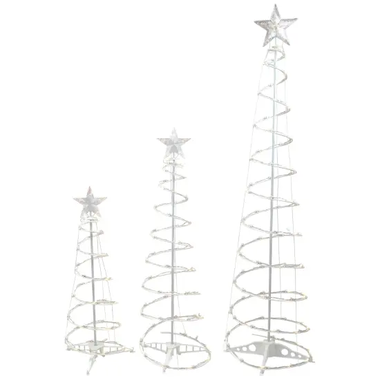 Northlight LED Lighted Outdoor Spiral Christmas Cone Trees 3' 4' and 6' - Warm White Lights - Set of 3 {3}