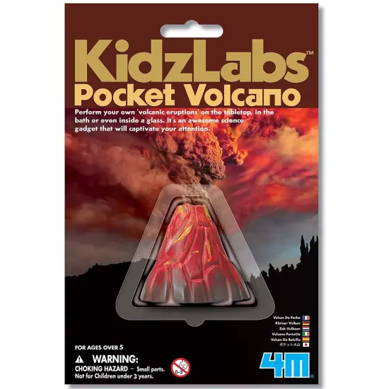4M: KidzLabs: Pocket Volcano - Create Mini Tabletop Volcanic Eruptions, Baking Soda, Chemical Reactions Kit, STEM Science Activity Set, Kids Ages 5+ {1}
