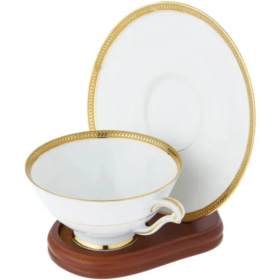 Bard's Walnut MDF Cup and Saucer Stand, 4.25" H x 4" W x 5" D {4}