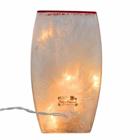 Stony Creek 7.75 In Vintage Postcard Med Vase Christmas Lighted Glass Accent , Christmas Decor Pre-Lit Electric Christmas CARDINAL {2}