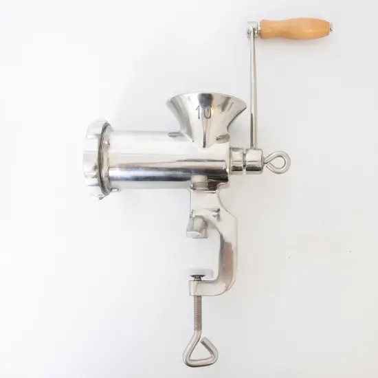 Lehman's Clamp-Down Meat Grinder #10, Manual Hand-Cranked Stainless Steel Meat Grinder for Home Use, Easy to Clean and Store {6}