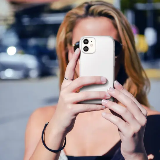 Hybrid Clear Case Compatible with iPhone 12 mini (5.4 inch), Matte Hard PC Back with Shockproof Soft TPU Bumper Protective Crystal Cover, by Insten {6}