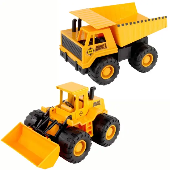 Mighty Wheels: 2 Pack Construction Vehicles - 7" Dump Truck & Front Loader - Value Pack, Load & Haul Toy Set, Durable Indoor-Outdoor Play, Kids Age 3+ {3}