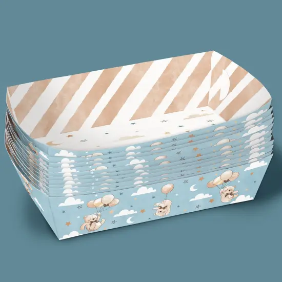 Big Dot of Happiness Teddy Bear Party Paper Food Trays, Disposable Double-Sided Food Holders for Nachos, Hot Dogs, French Fries - 12 Ct {5}