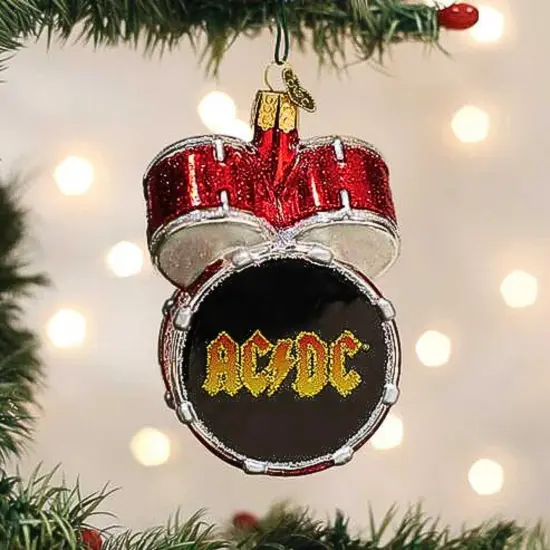 Old World Christmas 3.75 In Ac/Dc Drum Set Christmas Tree Ornament , Rock Band Australian Multicolored {3}