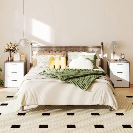 Costway 1/2 PCS 3 Drawer Dresser Chest of Drawer Storage Cabinet with Wide Storage Space Organizer {3}