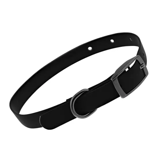 MiMu Small Silicone Dog Collar - Black 18in Stylish Dog Collar with Prong Buckle {1}
