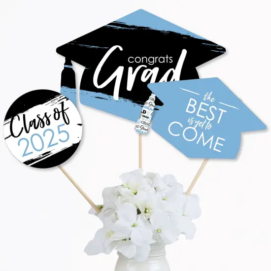 Big Dot of Happiness Light Blue 2025 Graduation Party Centerpiece Sticks - Table Toppers - Set of 15 {4}