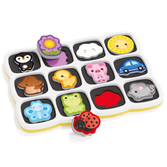 Quercetti: Smart Puzzle - First Colors - 13pc Double-Sided Magnetic, Animal-Nature-Car Shaped pcs, Preschool Toy, Baby Activities, Toddler-Kids Age 1+ {4}